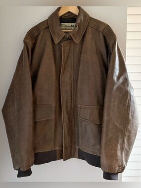 Vintage L.L. Bean Goat Leather Bomber Jacket XL